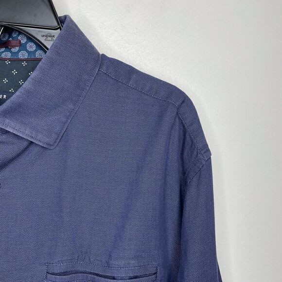 TED BAKER Button-Down Shirt Mens 4 Large L Blue Contrast Cuffs Blue Chambray - Picture 2 of 8